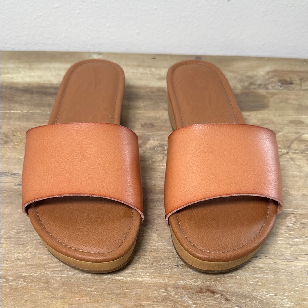 Universal Thread Slide Sandals in Tan and Orange